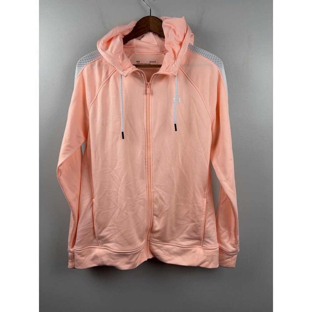 Under Armour Women’s Lg Long Sleeve Full Zip Hoodie Peach Mesh Accents